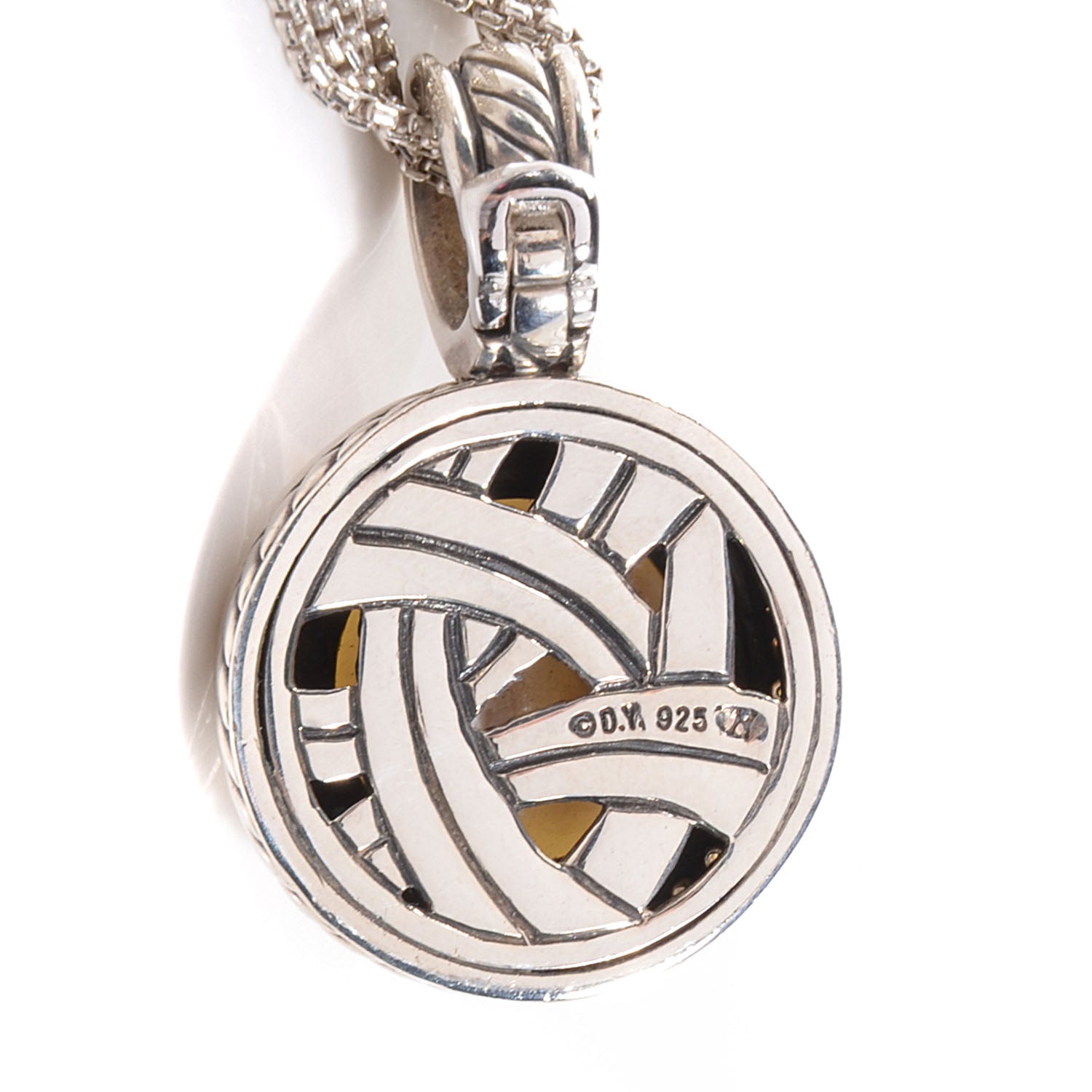 David Yurman Sterling Silver Pave Diamond Freshwater Pearl 21mm Cerise Pendant Necklace 5 of 7