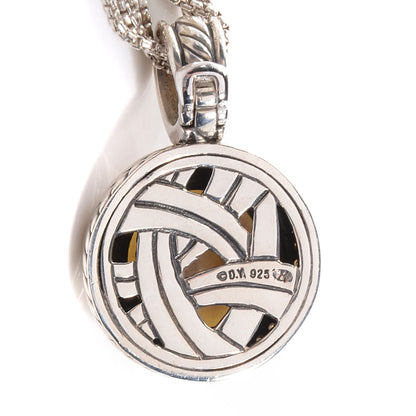 David Yurman Sterling Silver Pave Diamond Freshwater Pearl 21mm Cerise Pendant Necklace 5 of 7