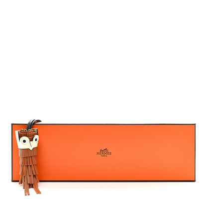 Hermes Milo Lambskin Epsom Chouette Bag Charm Gold Pain D'Epice Black Nata White Gold Pain D'Epice Black Nata White 4 of 4