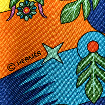 Hermes Silk La Source de Pegase Twilly Orange Vif Jaune Vif 4 of 4