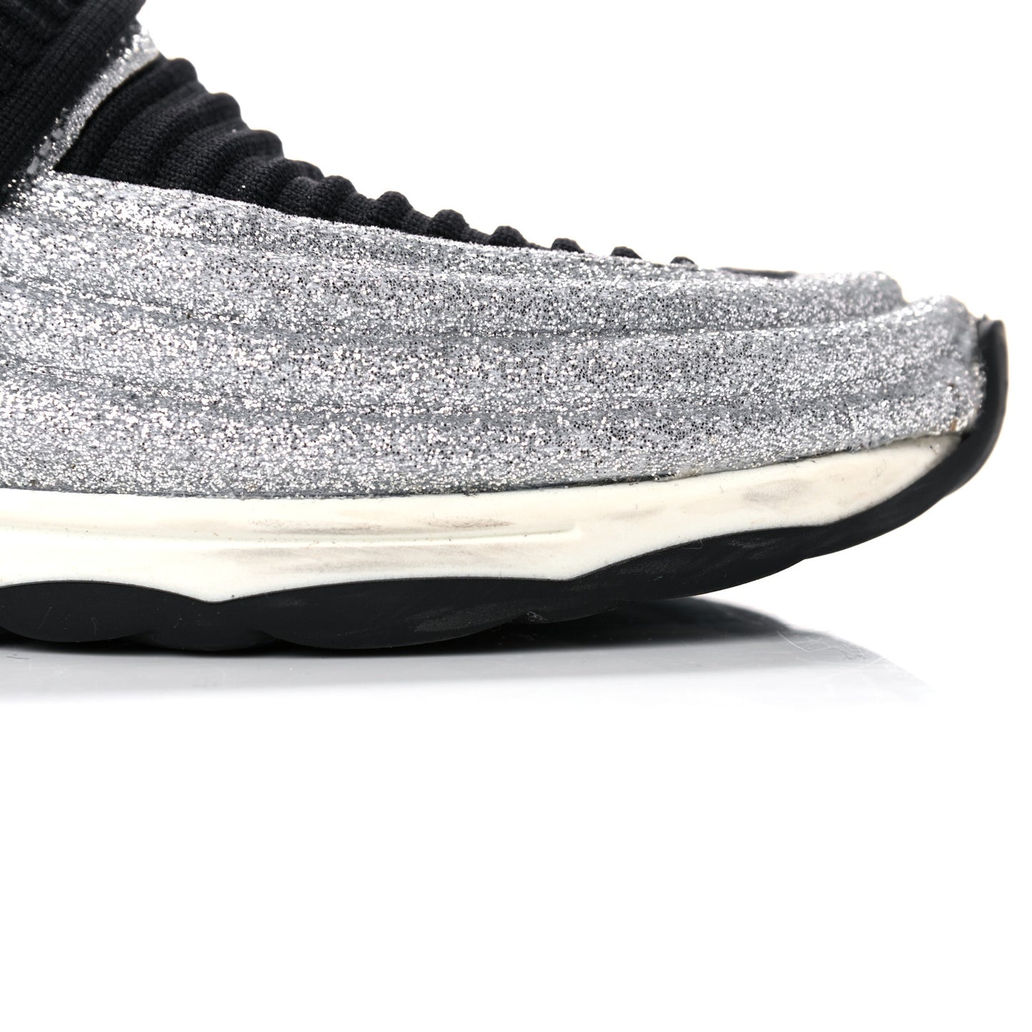 Glitter Stretch Fabric CC Sneakers 36.5 Black Silver