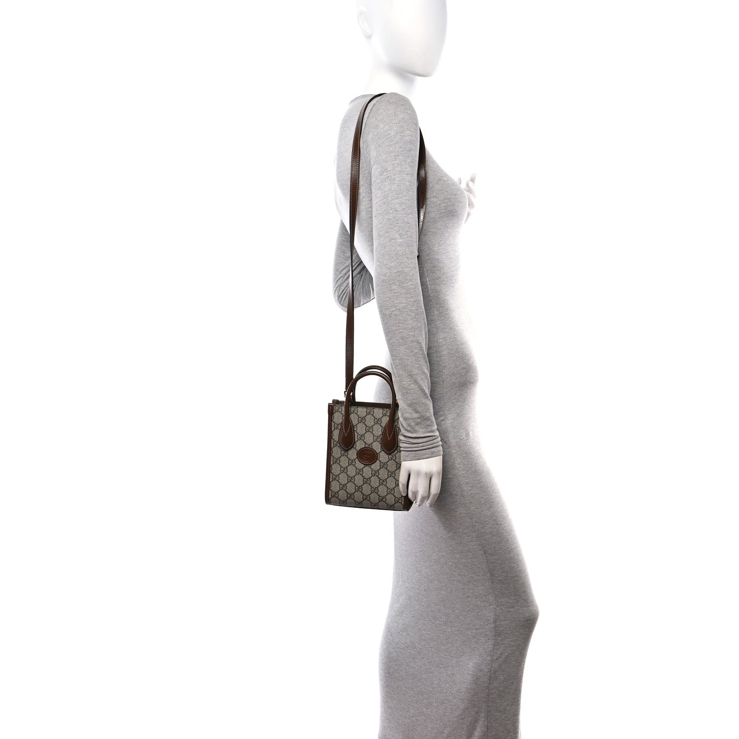 Gucci GG Supreme Monogram Azalea Calfskin Mini Retro Interlocking G Tote Bag Beige Ebony Brown Sugar 2 of 11