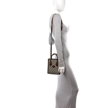 Gucci GG Supreme Monogram Azalea Calfskin Mini Retro Interlocking G Tote Bag Beige Ebony Brown Sugar 2 of 11