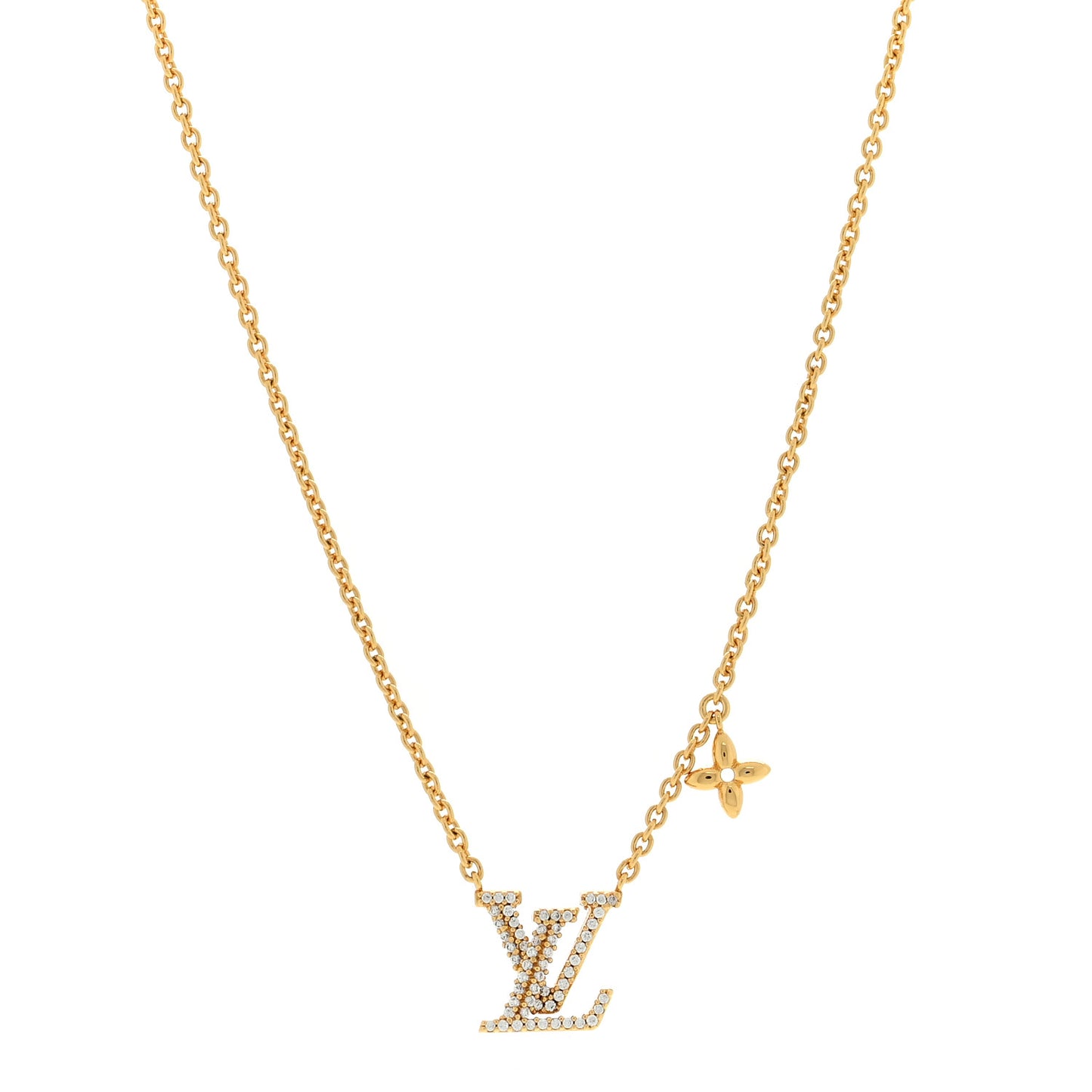 Metal Crystal LV Iconic Necklace Gold