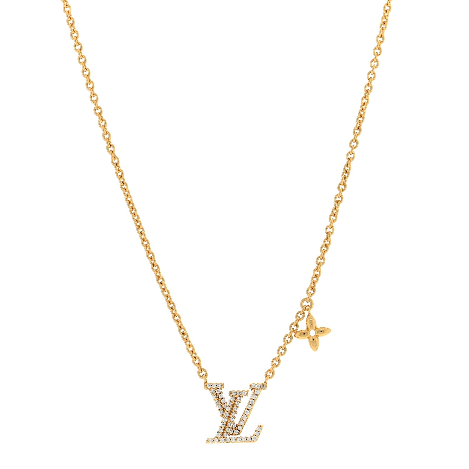 Louis Vuitton Metal Crystal LV Iconic Necklace Gold 1 of 4
