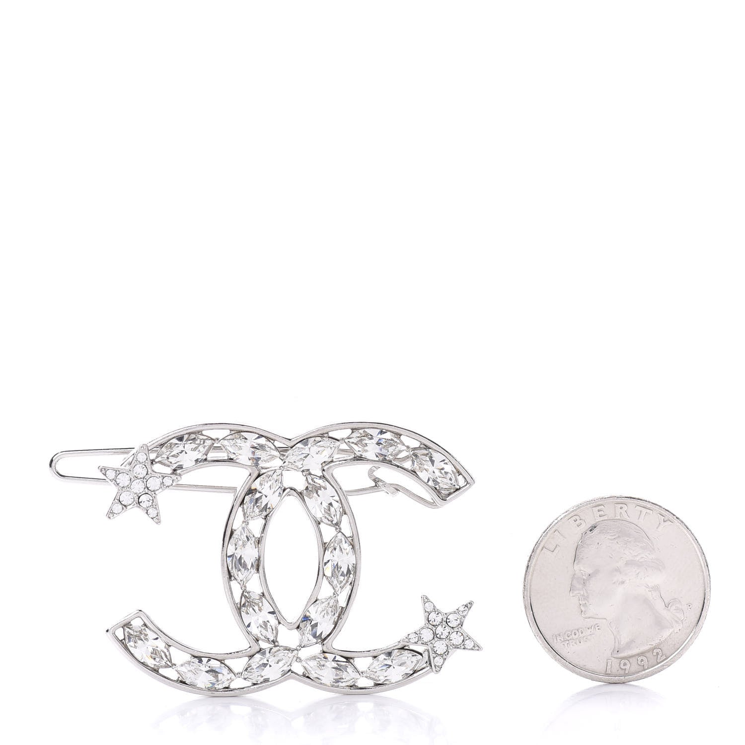 Chanel Crystal Starfall CC Hair Clip Silver 2 of 4