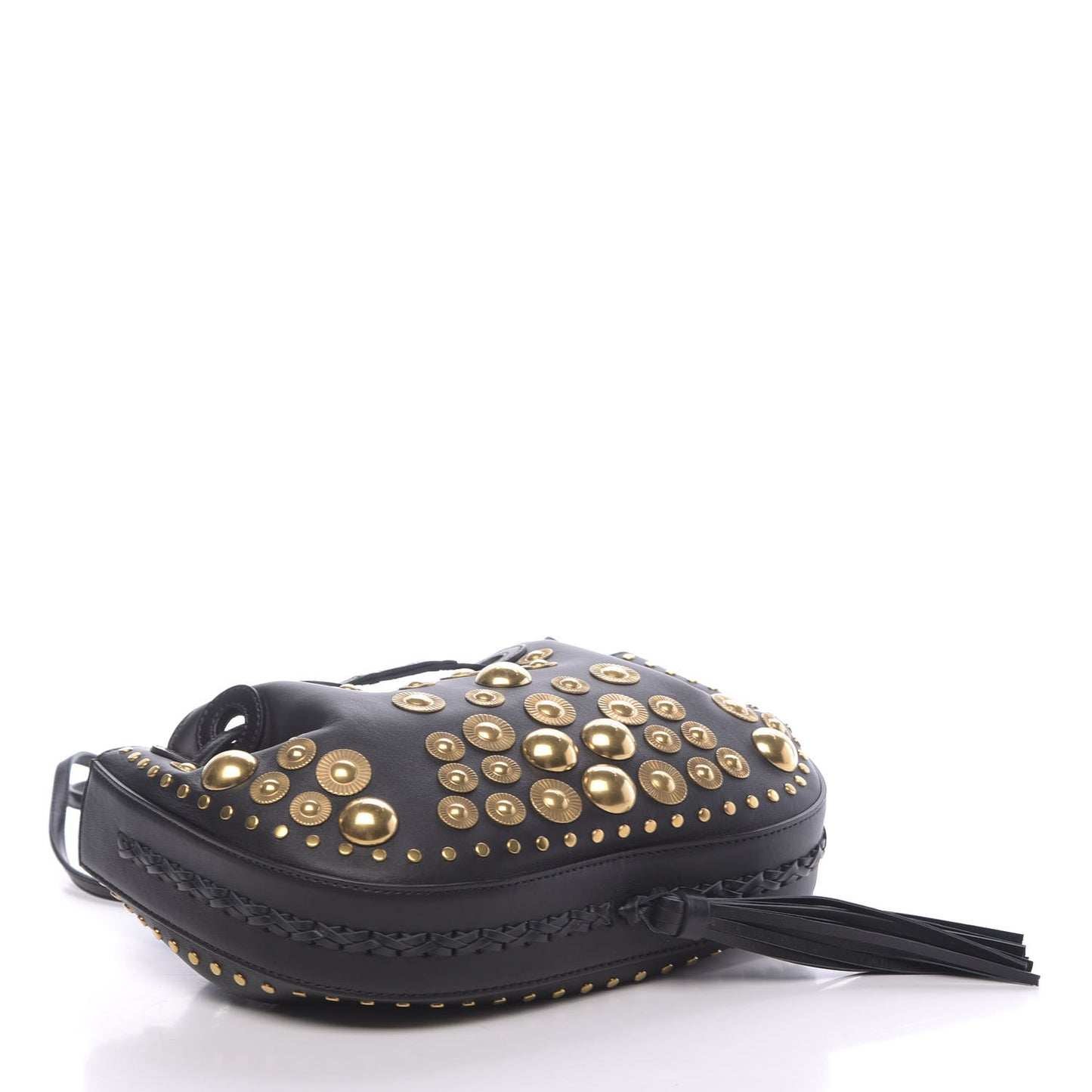 Lambskin Studded Small Inez Drawstring Bag Black
