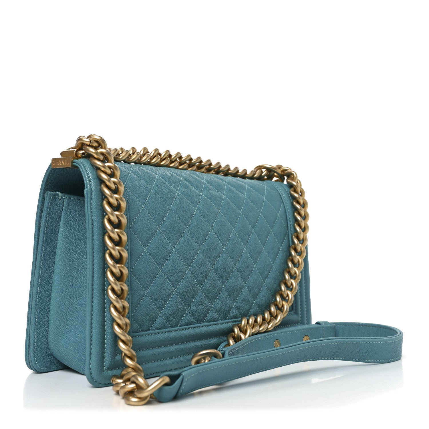 Chanel Caviar Quilted Medium Boy Flap Turquoise 3 of 10