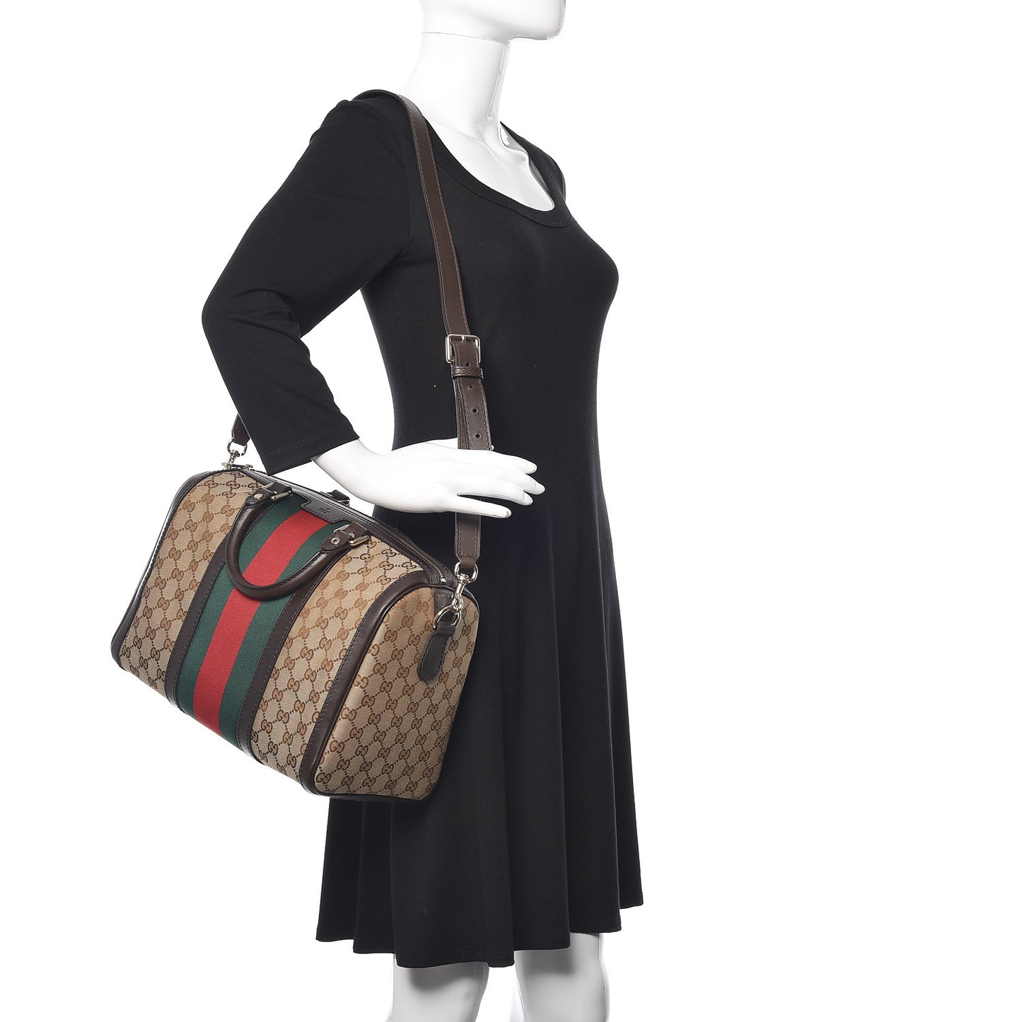 Monogram Vintage Web Medium Boston Dark Brown
