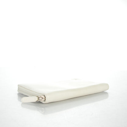 Chanel Goatskin Camellia Embossed Zip Around Wallet White 4 of 9