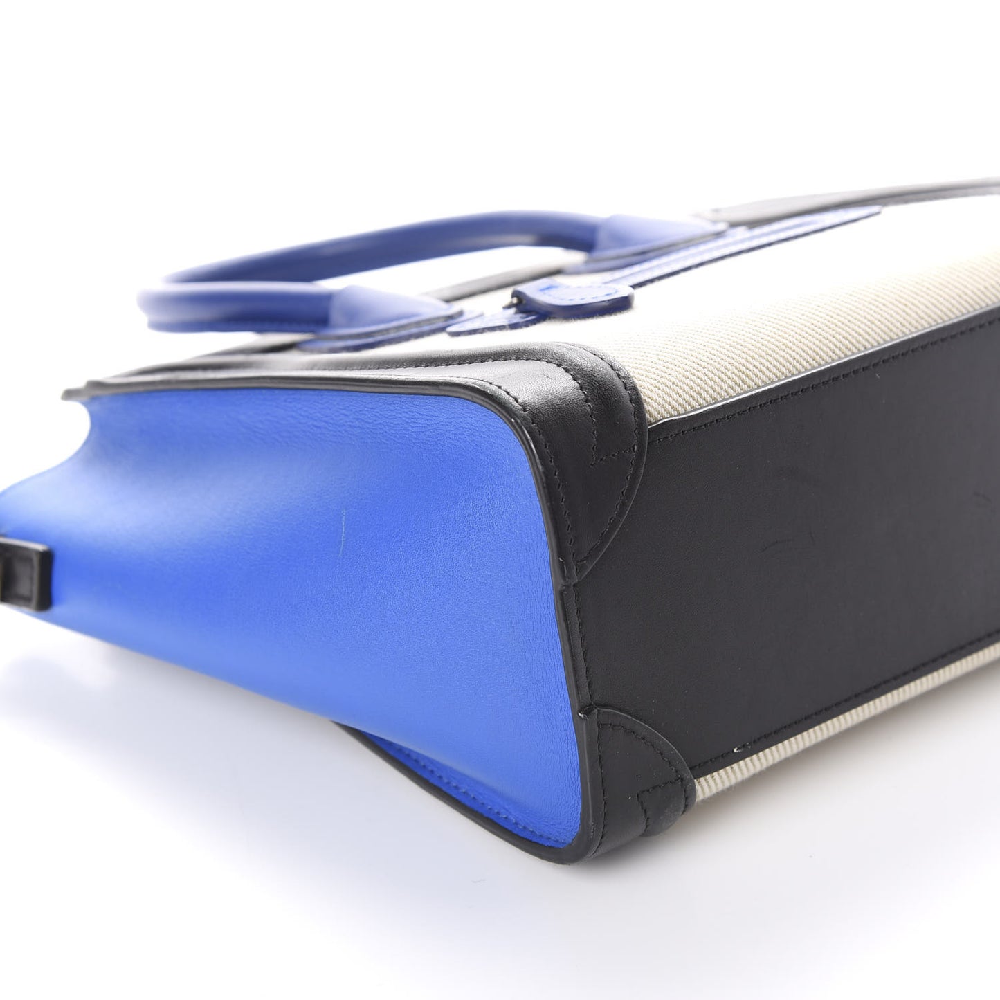 Canvas Smooth Calfskin Nano Tri-Color Luggage Natural Blue