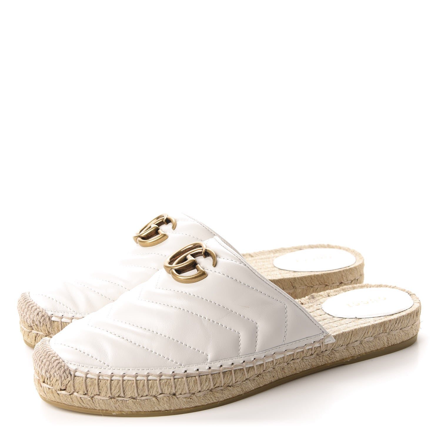 Gucci Nappa Matelasse GG Marmont Espadrille Slippers 39 Great White 3 of 10