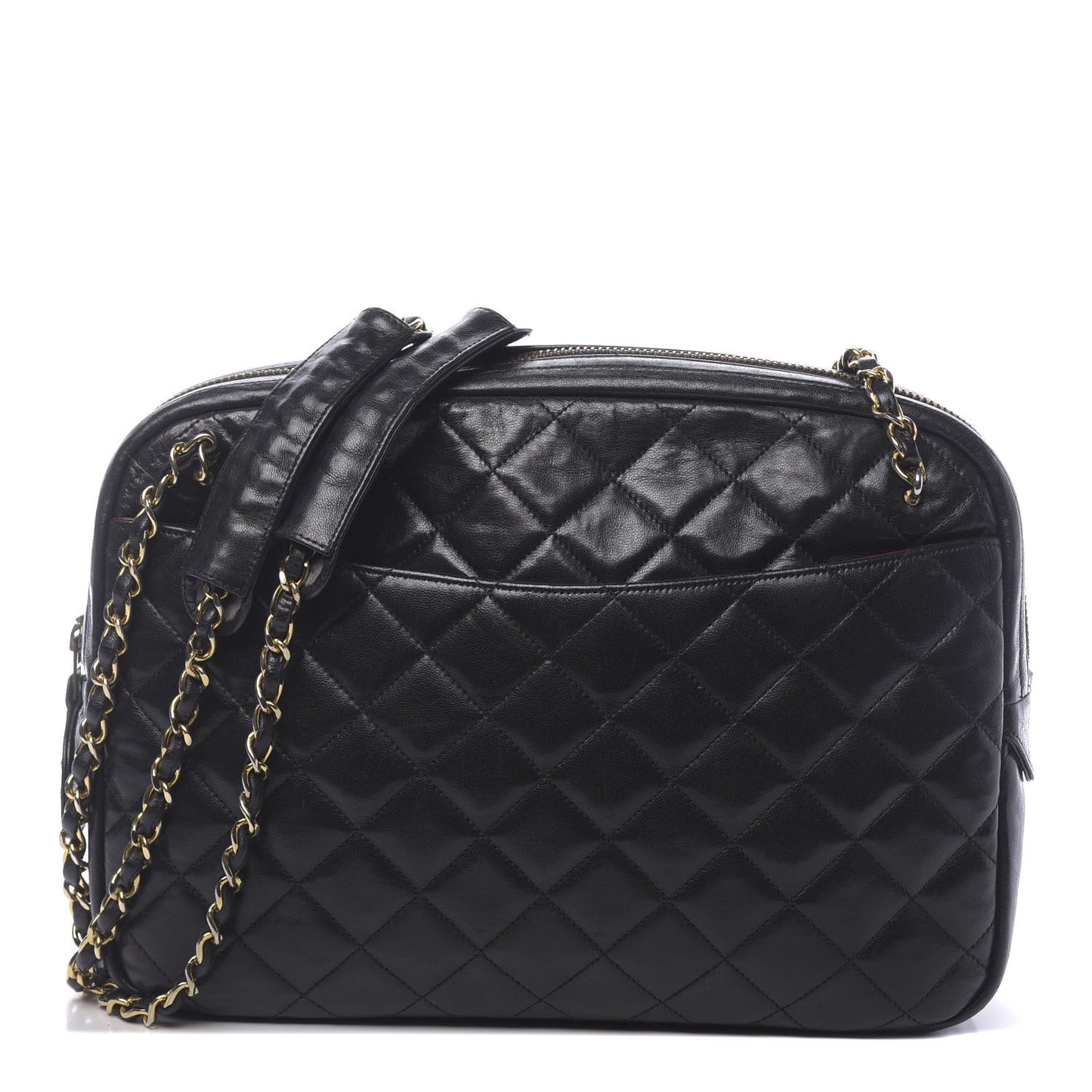 Lambskin Quilted Medium Camera Case Black