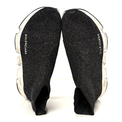 Balenciaga Knit Metal Womens Speed Sneakers 38 Black Silver 2 of 9