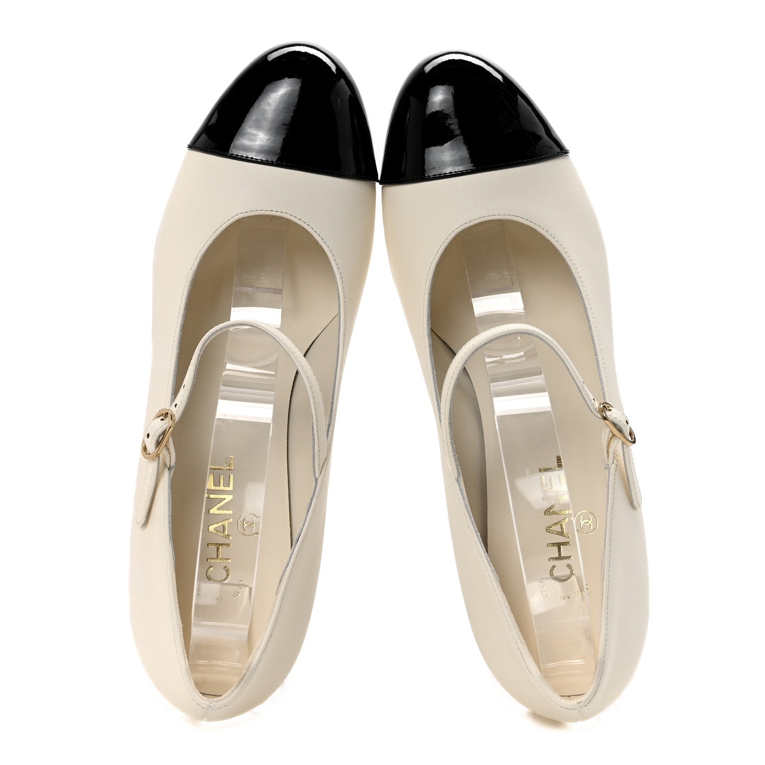 Chanel Lambskin Patent Cap Toe Mary Jane Pearl Pumps 41 White Black 2 of 10