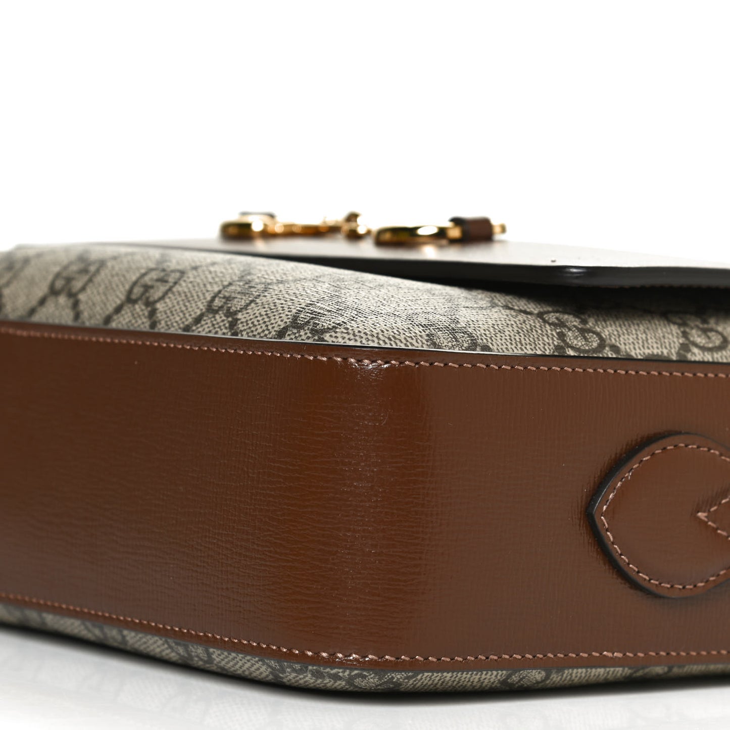 GG Supreme Monogram Small Horsebit 1955 Shoulder Bag Beige Brown Sugar