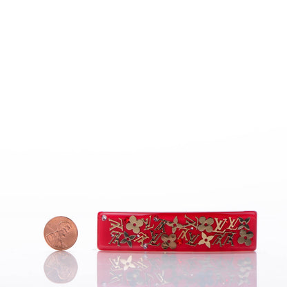 Louis Vuitton Resin Swarovski Crystal Inclusion Barrette GM Pomme d'Amour 2 of 4