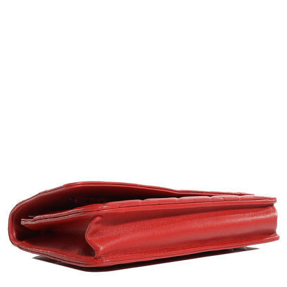 Chanel Lambskin Quilted Wallet On Chain WOC Red Pink 4 of 9