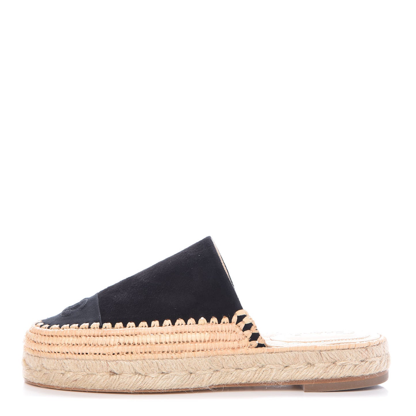 Suede Grosgrain CC Espadrilles 37 Black