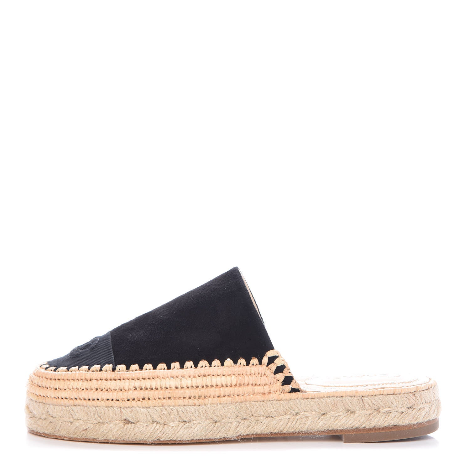 Chanel Suede Grosgrain CC Espadrilles 37 Black 1 of 9