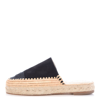 Chanel Suede Grosgrain CC Espadrilles 37 Black 1 of 9