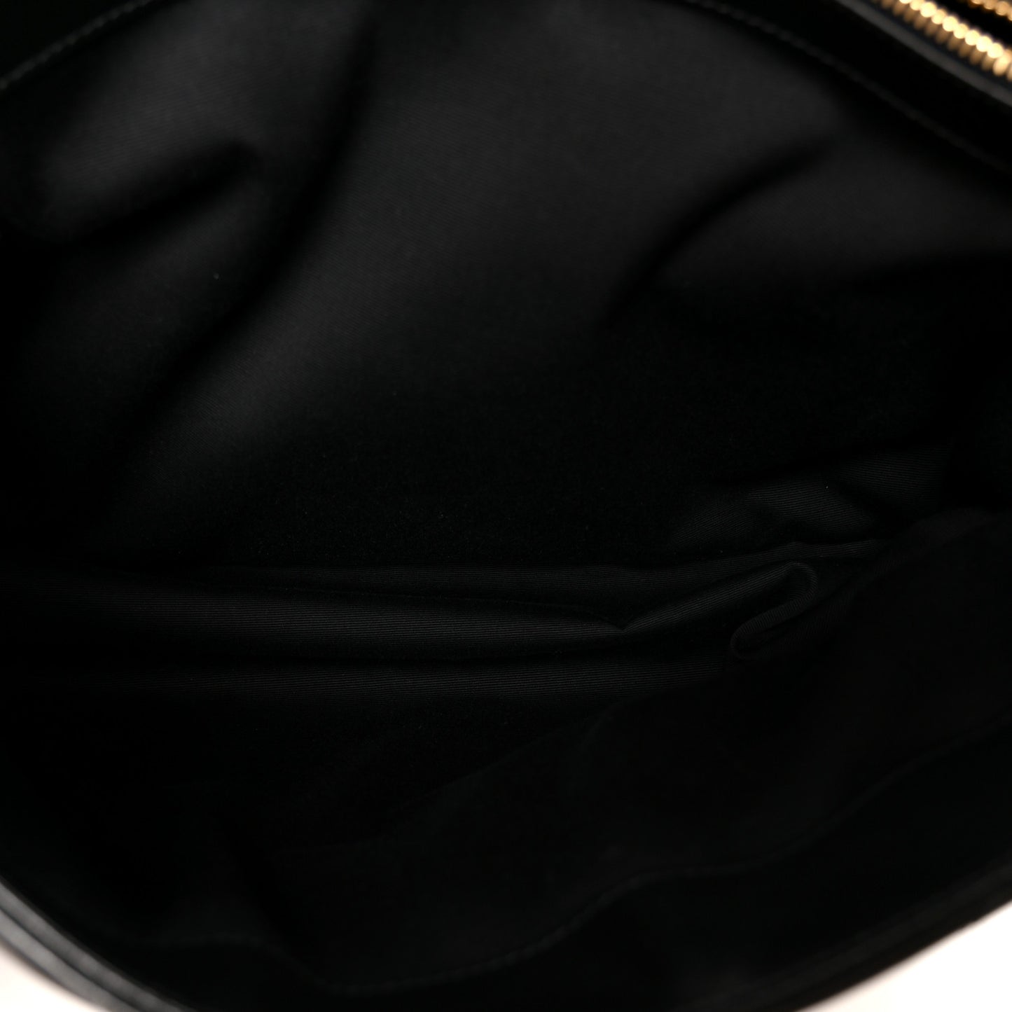 Calfskin Y Quilted Monogram Large Loulou Chain Satchel Black