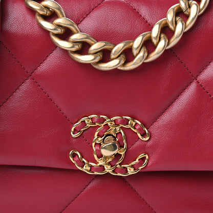 Chanel Lambskin Quilted Medium Chanel 19 Flap Red 10 of 10