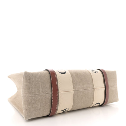 Chloe Linen Calfskin Medium Woody Ribbon Tote White Brown 4 of 10