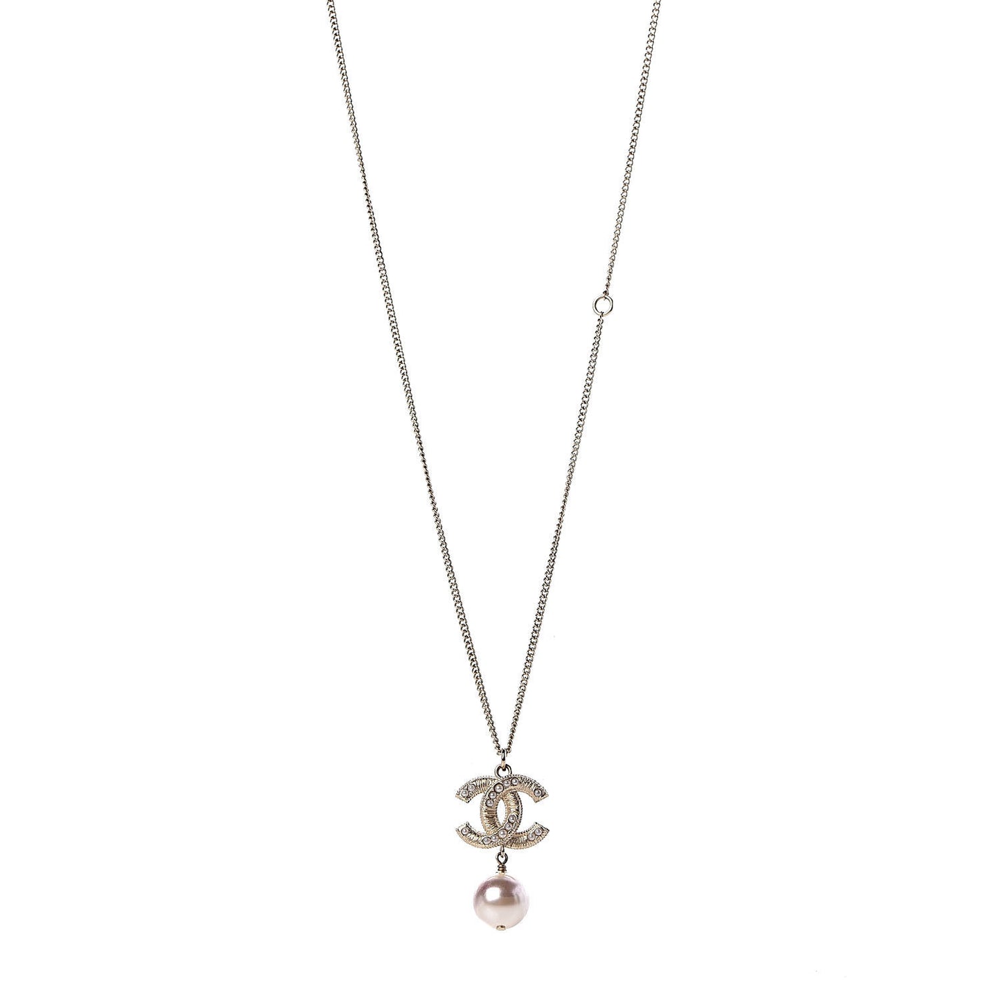 Pearl CC Drop Necklace Gold