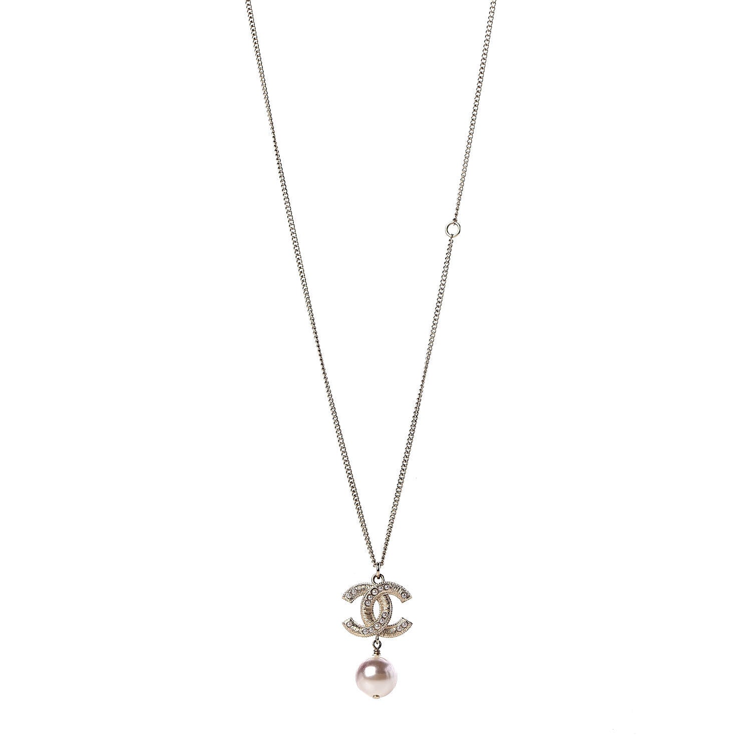 Chanel Pearl CC Drop Necklace Gold 1 of 5