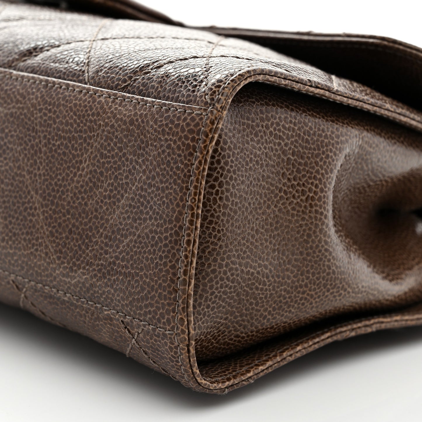 Crumpled Grained Calfskin Medium CC Crave Flap Brown