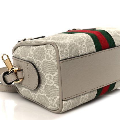 Gucci GG Supreme Monogram Textured Dollar Calfskin Web Super Mini Ophidia Top Handle Bowler Bag Beige Mystic White Oatmeal 9 of 11