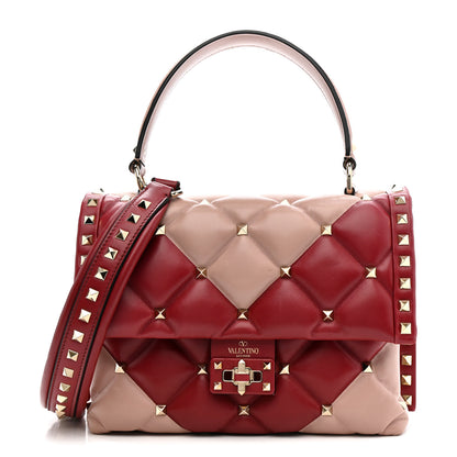 Valentino Garavani Nappa Medium Candystud Top Handle Bag Poudre Rubino 1 of 13