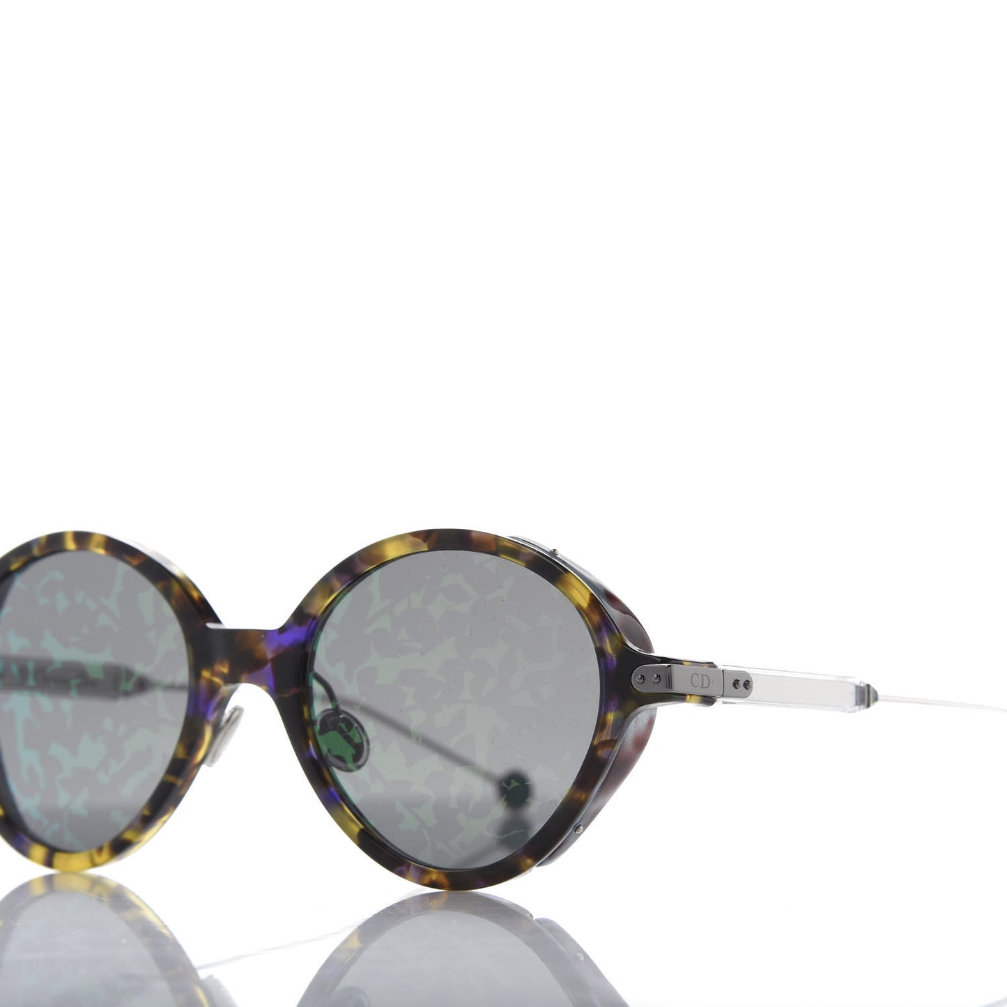 Acetate Leaf Print Umbrage Round Sunglasses Green Foliage