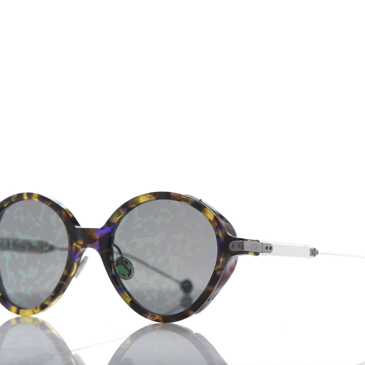 Christian Dior Acetate Leaf Print Umbrage Round Sunglasses Green Foliage 7 of 8
