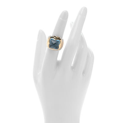 Bulgari 18K Yellow White Gold Aquamarine Pyramide Ring 51 5.75 2 of 5