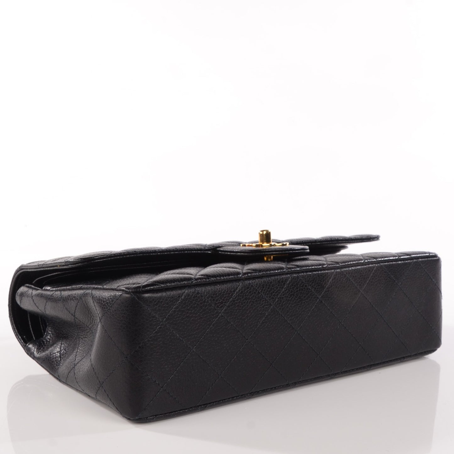 Caviar Quilted Medium Double Flap Black