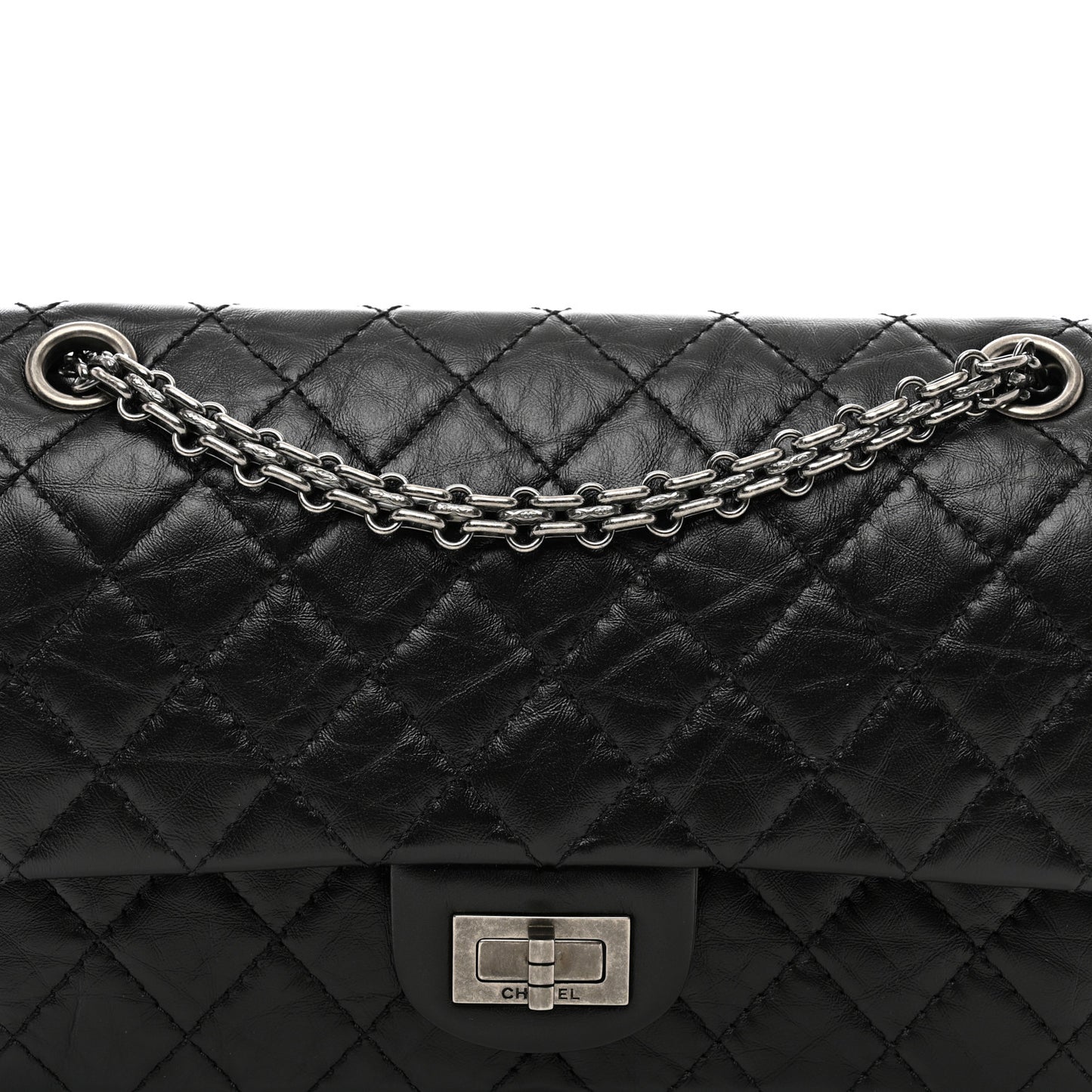 Aged Calfskin Quilted 2.55 Reissue 225 Flap Black