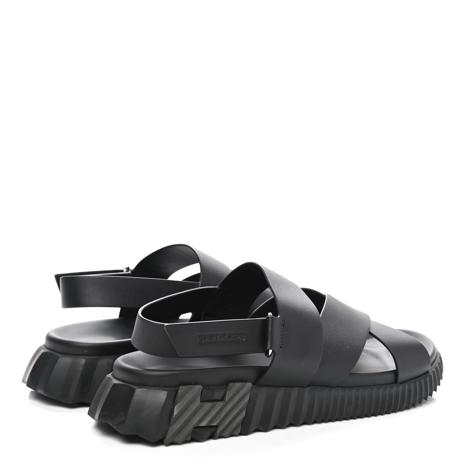 Hermes Calfskin Goatskin Mens Electric Sandals 44 Black 4 of 9