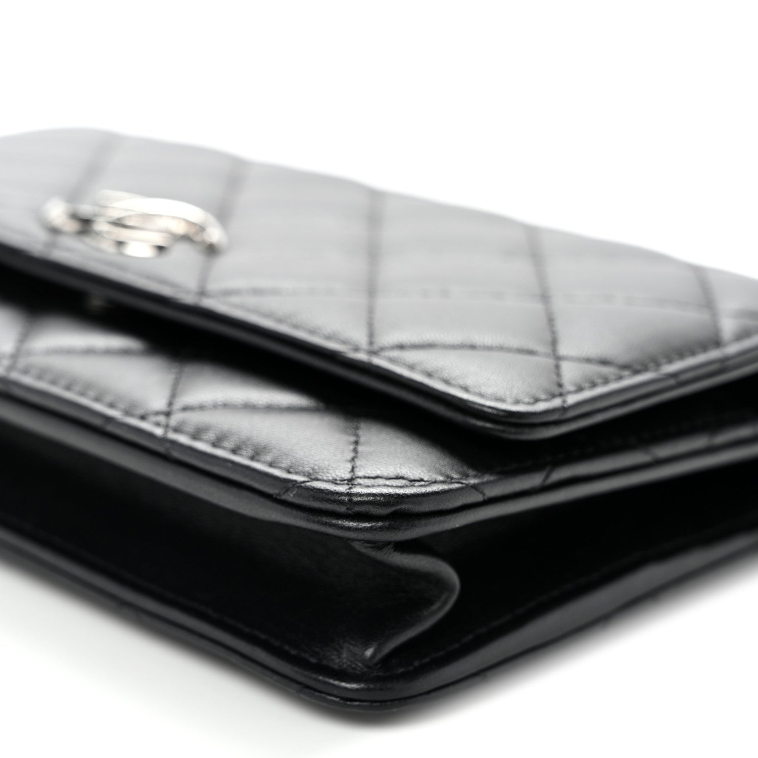Chanel Lambskin Quilted Enamel CC Wallet on Chain WOC Black 11 of 11