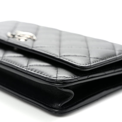 Chanel Lambskin Quilted Enamel CC Wallet on Chain WOC Black 11 of 11