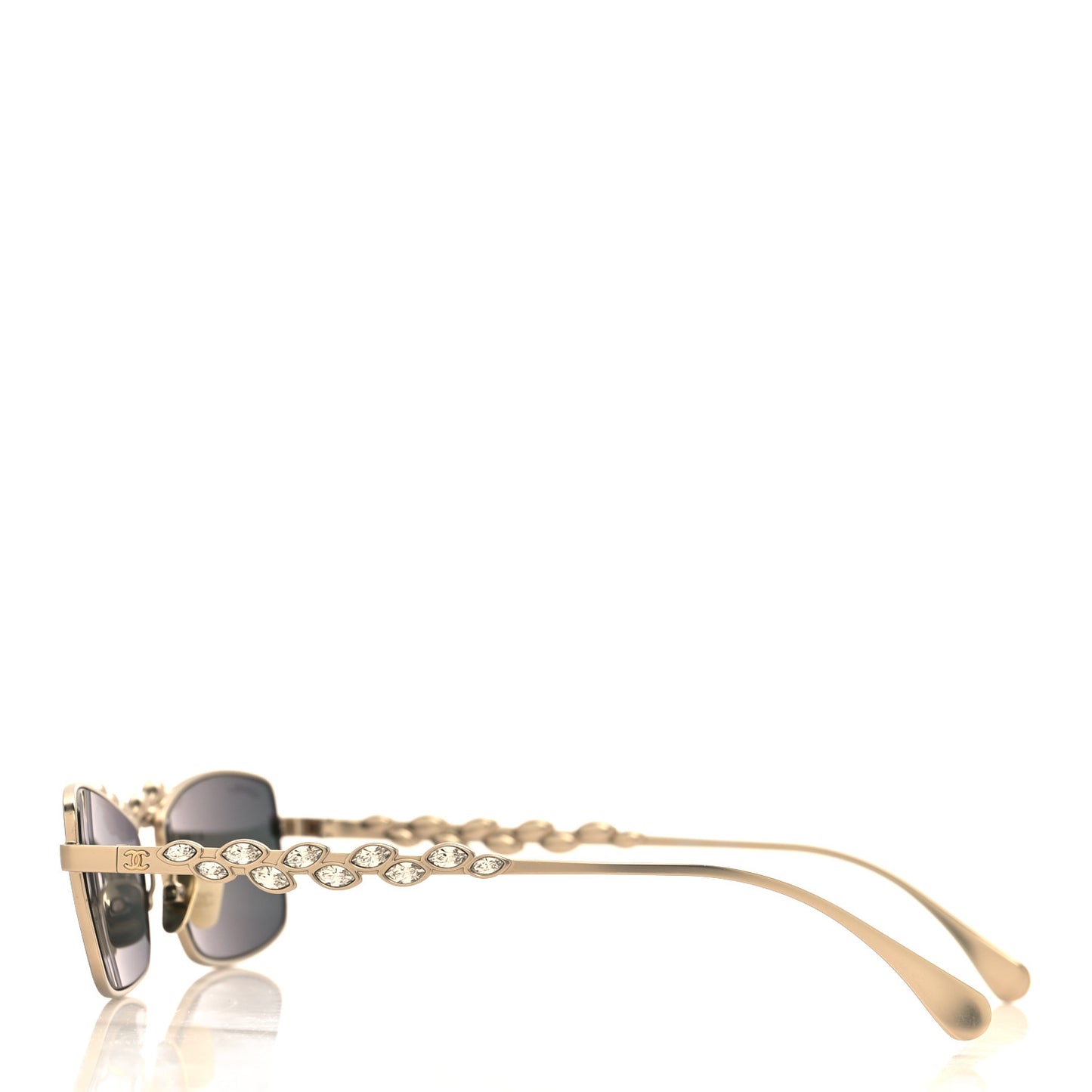 Metal Crystal Sparkling Wheat Rectangle Sunglasses 71584 Gold
