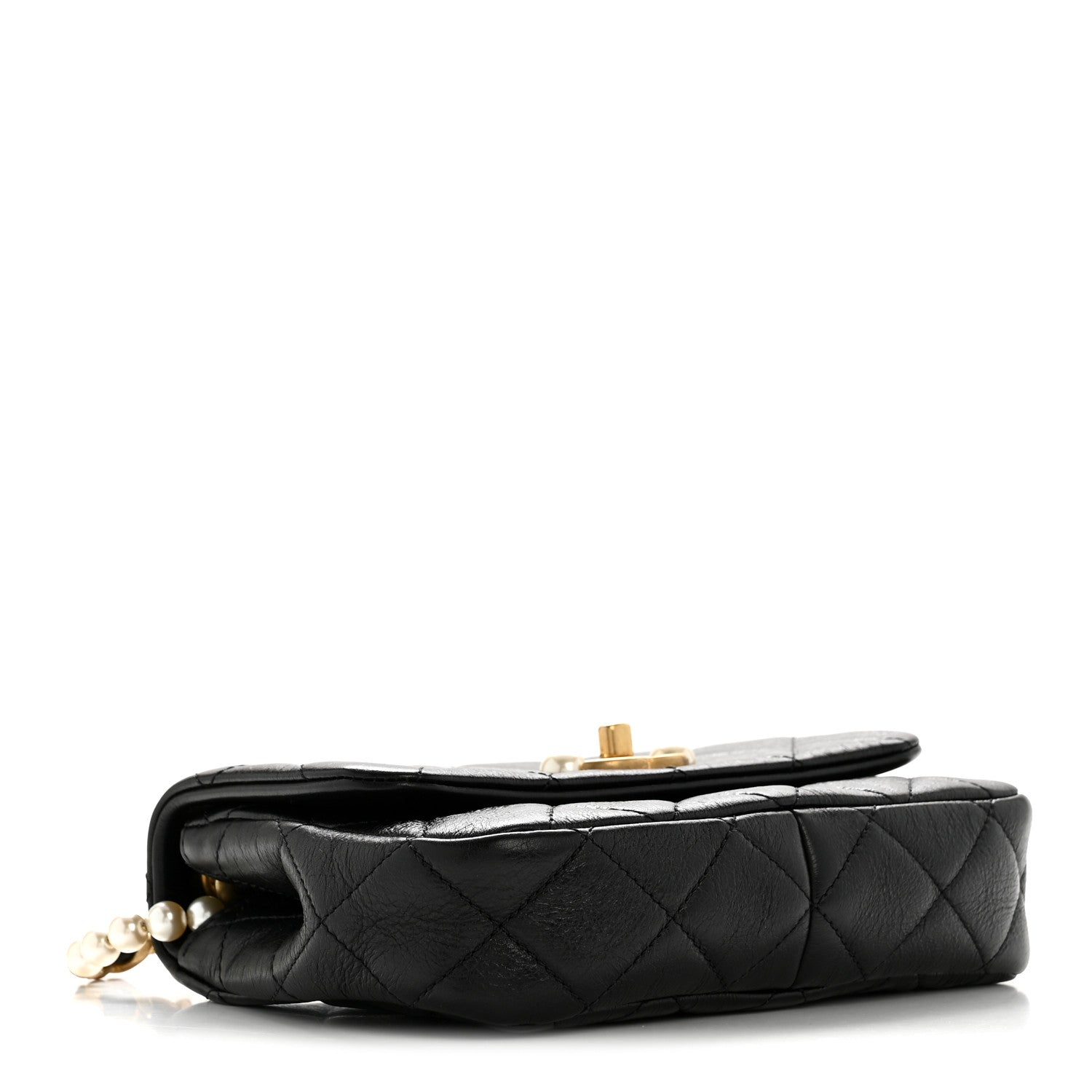 Chanel Glazed Calfskin Quilted Mini Pearl Side Flap Black 4 of 13