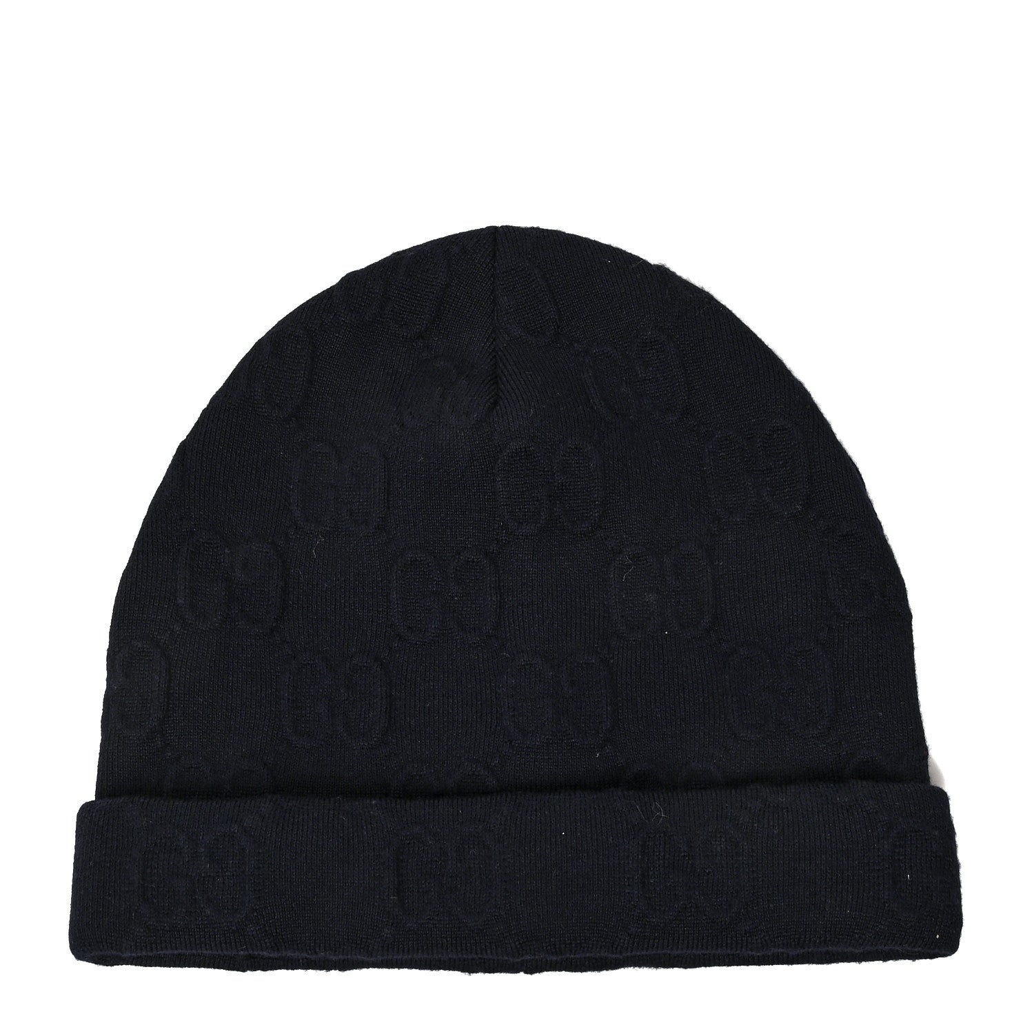 Gucci Wool Alpaca GG Monogram Beanie Hat M Navy 1 of 5