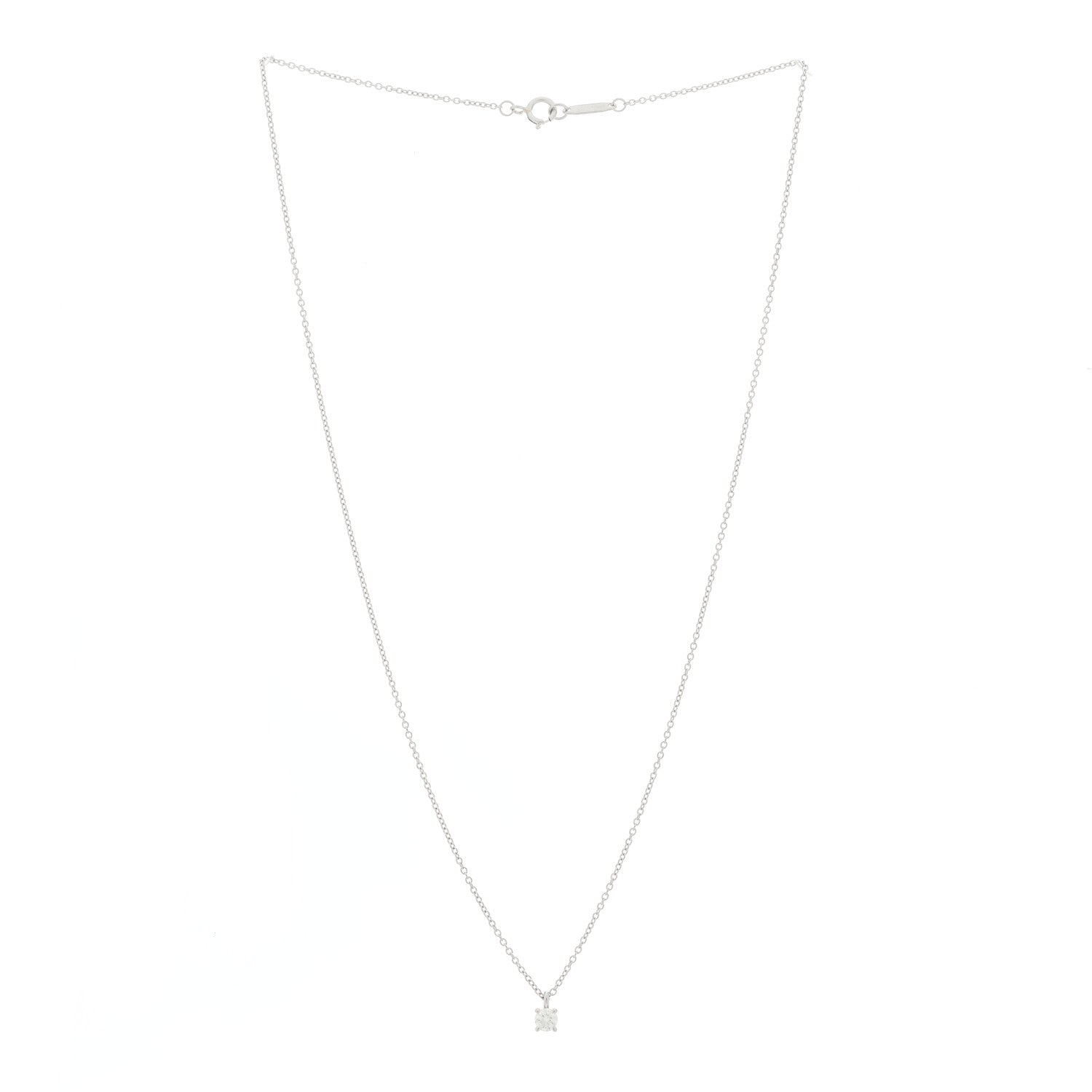 Tiffany Platinum Diamond .17ct Solitaire Pendant Necklace 3 of 5
