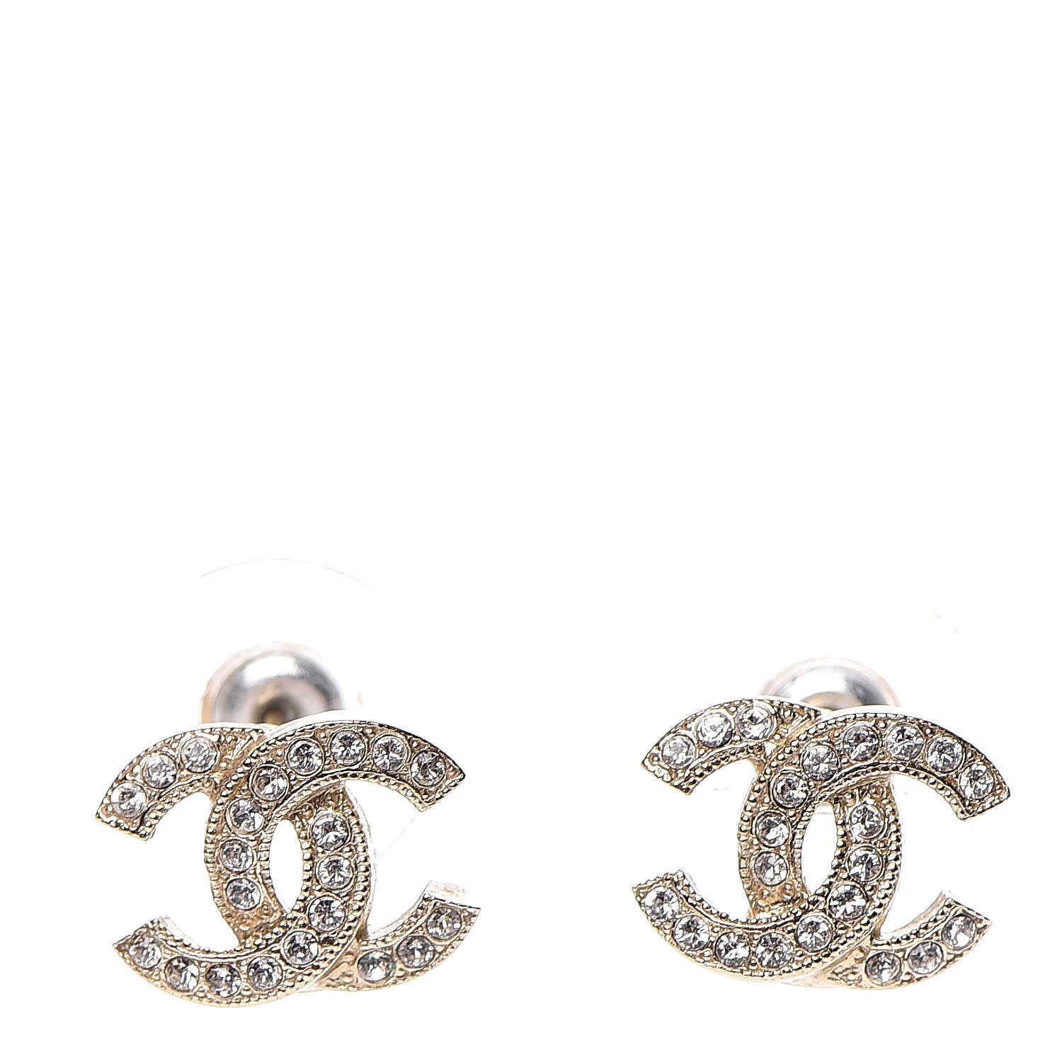Chanel Crystal CC Earrings Gold 1 of 4