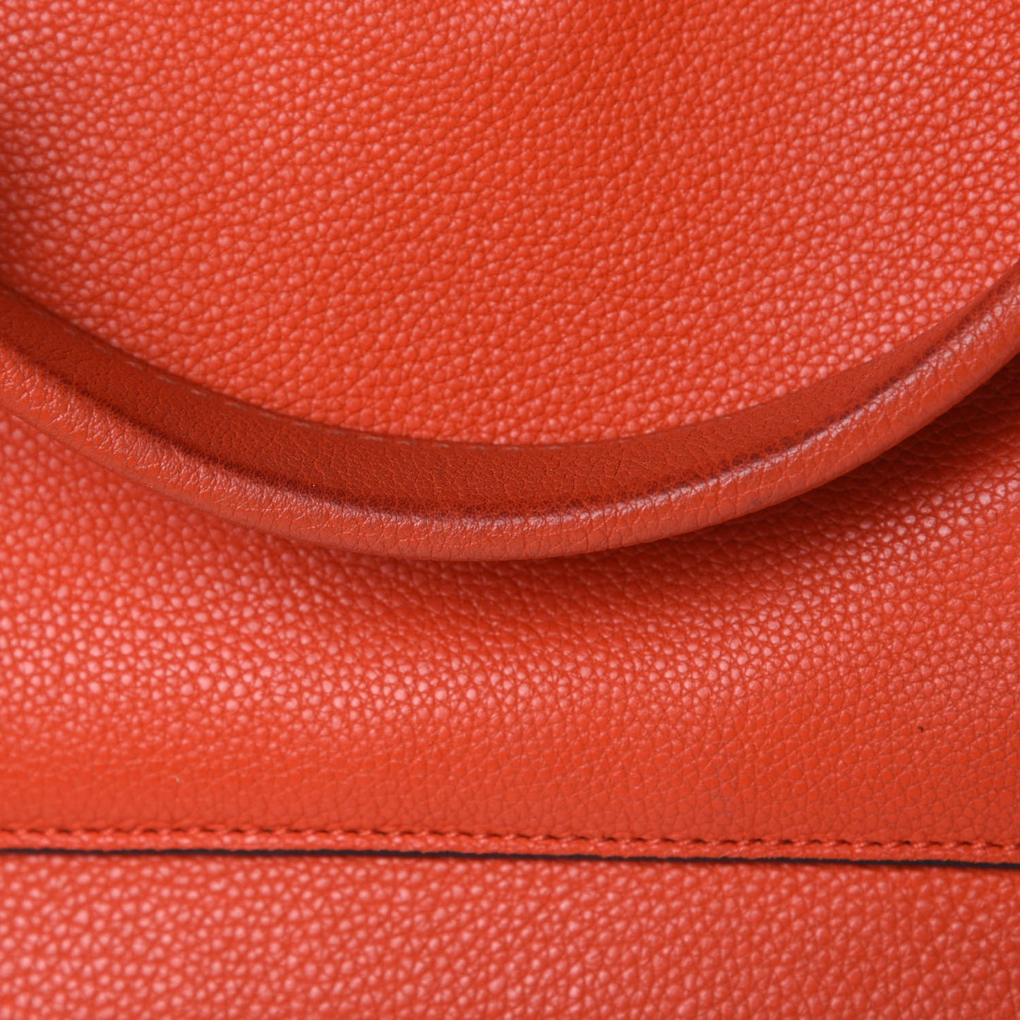 Grained Calfskin Medium Edge Shoulder Bag Vermillion
