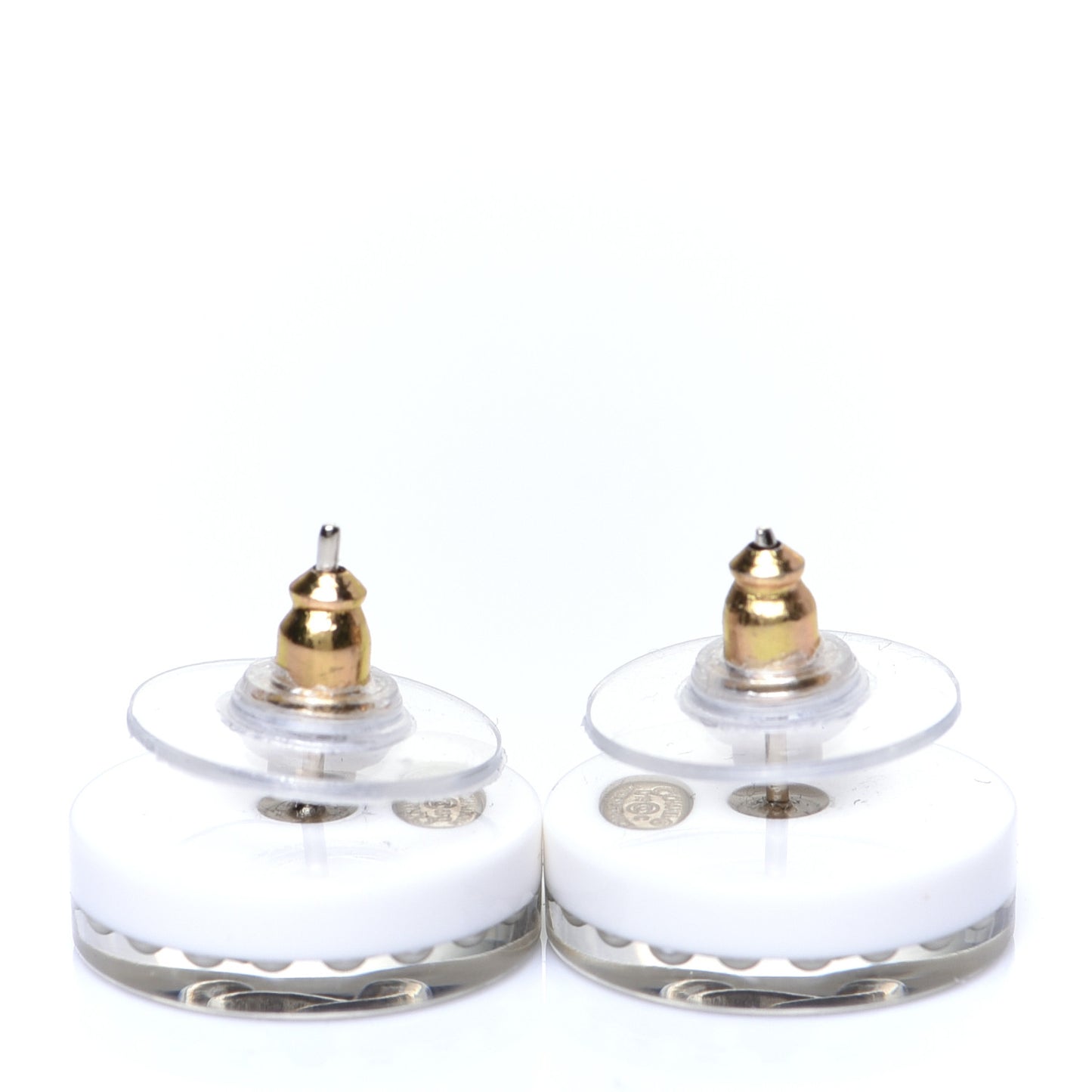 Resin Pearl CC Earrings White Black