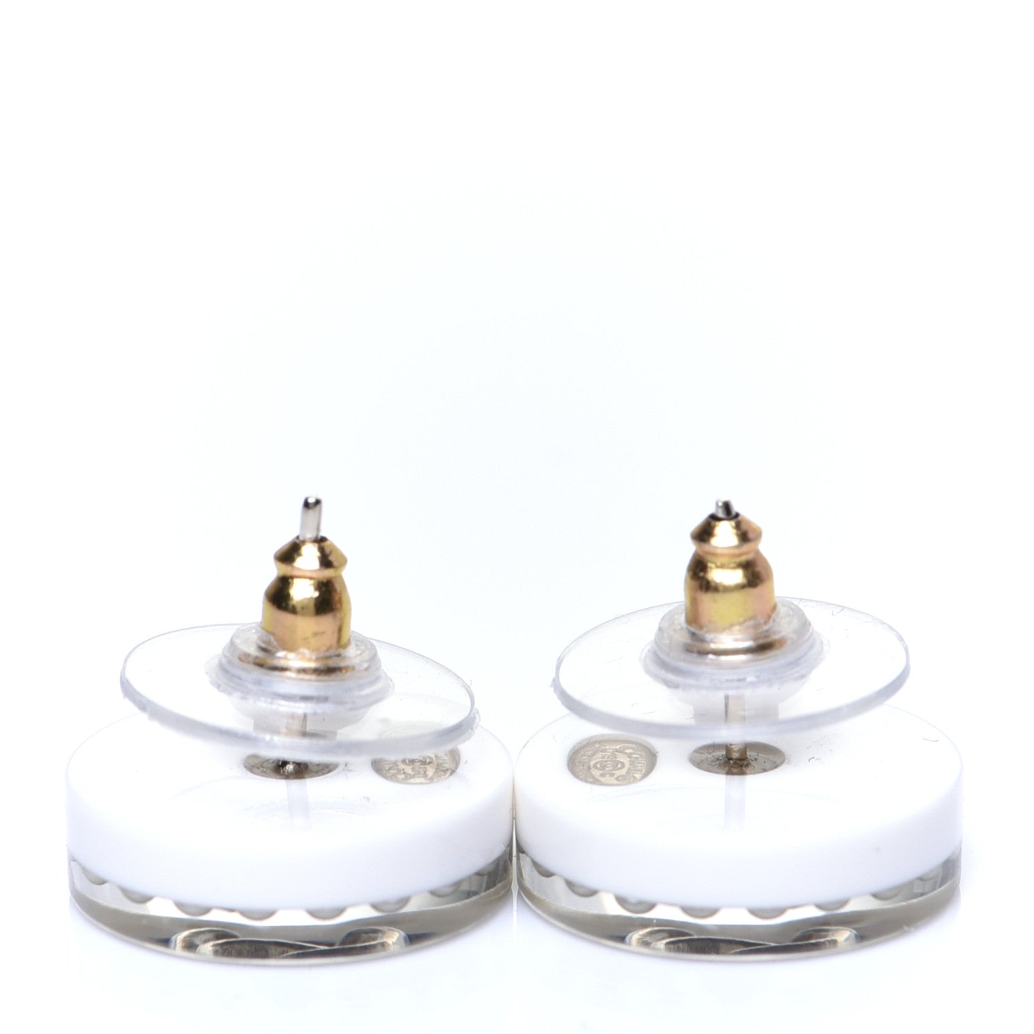 Chanel Resin Pearl CC Earrings White Black 3 of 5