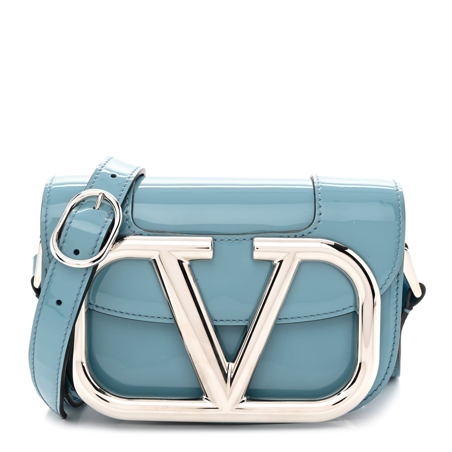 Valentino Garavani Patent Small Supervee Crossbody Bag Atlantique 1 of 9